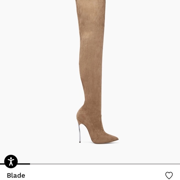 Casadei Beige Blade Over-the-Knee Boots - Picture 1 of 13